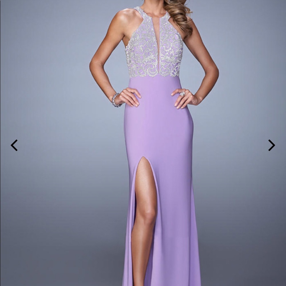 La Femme Purple Embroidered Prom Dress size 2